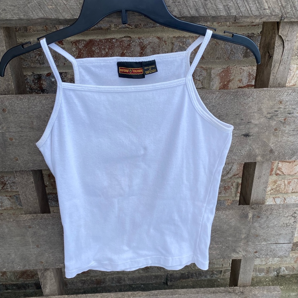 White tank top basic 90s style square top small